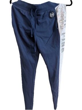 Victoria’s Secret PINK Jogger Pants Medium Navy Sequin Love Pink Side Stripe